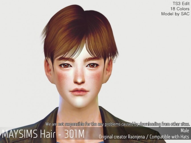Sims 4 Hair 301M (Raonjena) at May Sims