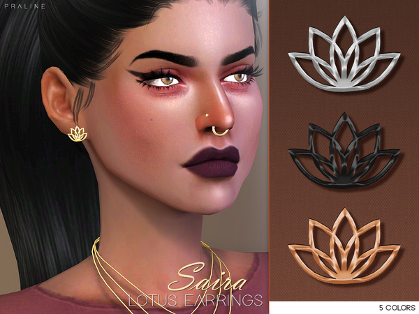 Sims 4 Saira Set 2 earrings & 2 necklaces by Pralinesims at TSR