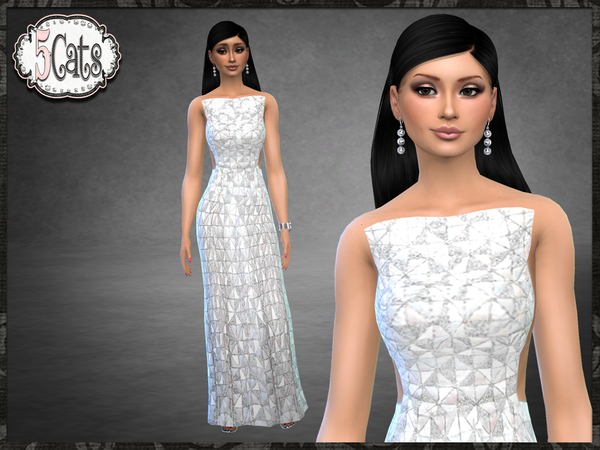 Sims 4 RR Strapless Block Dress by Five5Cats at TSR