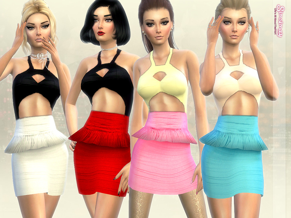 Sims 4 Peplum Evening Dress by Simsimay at TSR