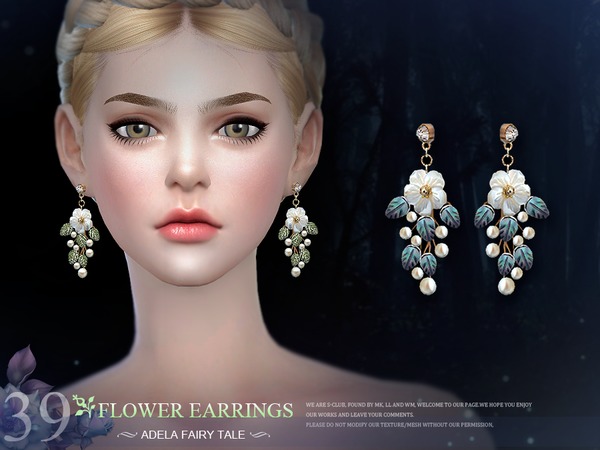 Sims 4 Earrings N39 by S Club LL at TSR