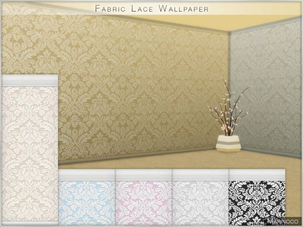 Sims 4 Fabric Lace Wallpaper by Marinoco at TSR