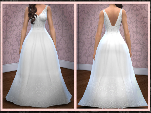 Sims 4 Sleeveless Wedding Gown 01 by Five5Cats at TSR