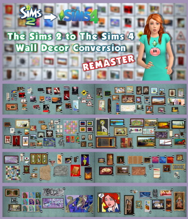 Sims 2 to 4 remaster Wall Decor Conversion Collection at Tukete