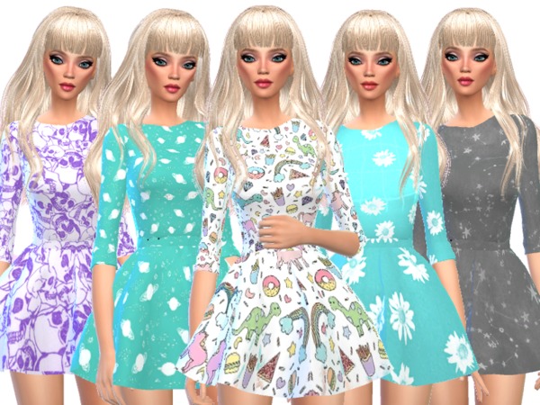 Sims 4 Kawaii Long Sleeved Mini Dresses by Wicked Kittie at TSR