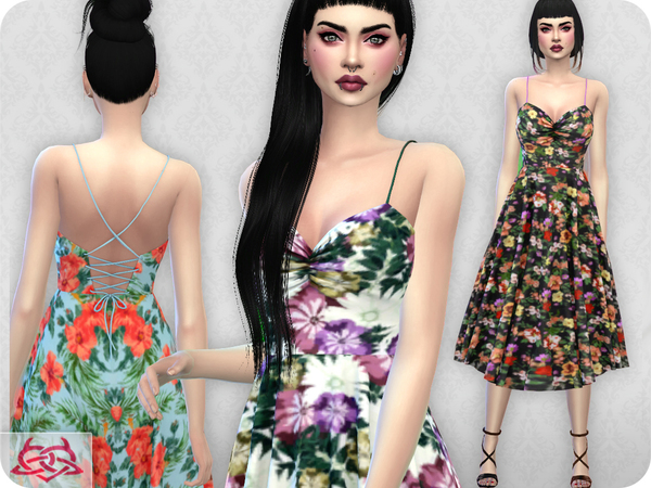 Sims 4 Claudia dress RECOLOR 2 by Colores Urbanos at TSR
