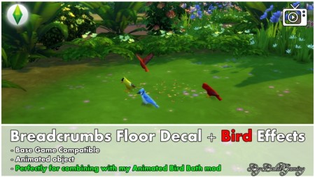 Breadcrumbs floor decal + Bird effects by Bakie at Mod The Sims