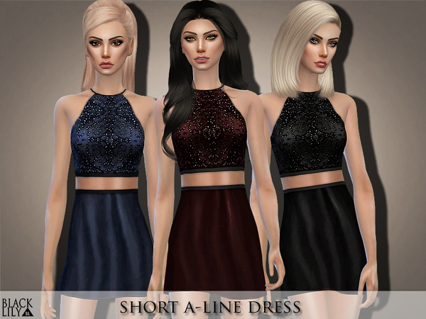 Sims 4 Short A Line Dress by Black Lily at TSR