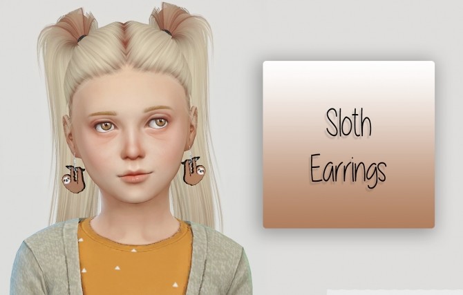 Sims 4 Sloth Earrings Kids Version at Simiracle