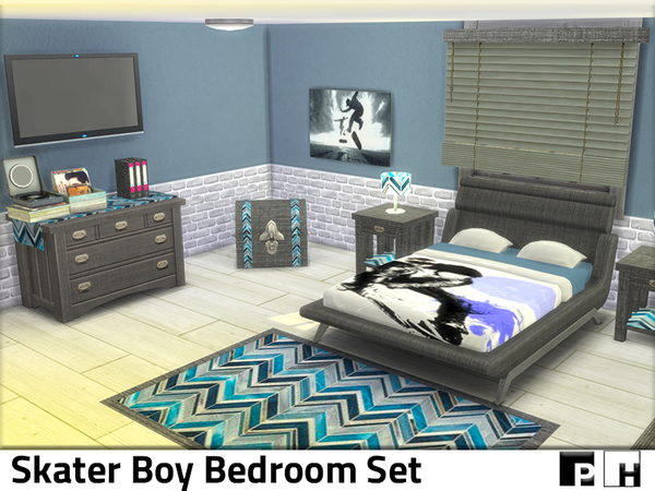 Sims 4 Skater Boy Bedroom by Pinkfizzzzz at TSR