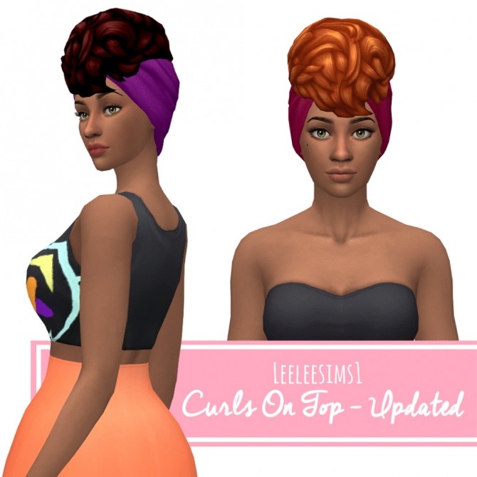 Sims 4 Curls on Top hair v2.0 by leeleesims1 at SimsWorkshop