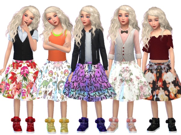 Sims 4 Kawaii Girls Skater Skirts by Wicked Kittie at TSR