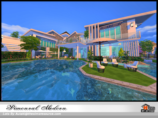 Sims 4 Pimonrat Modern house by autaki at TSR