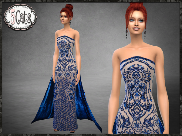 Sims 4 Jewel Embellished Gown with Train by Five5Cats at TSR