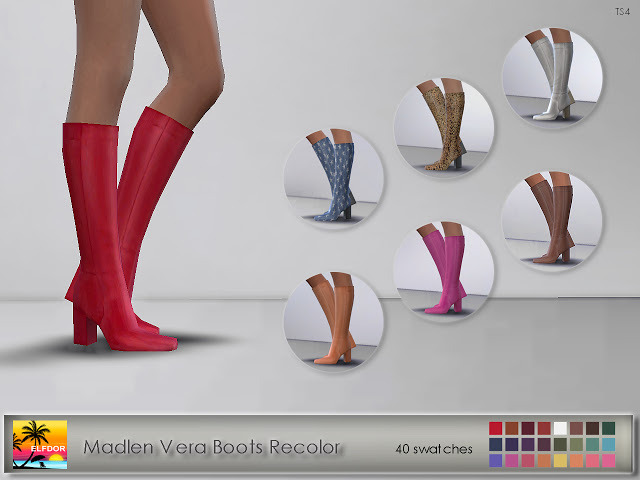 Sims 4 Madlen Vera Boots Recolor at Elfdor Sims