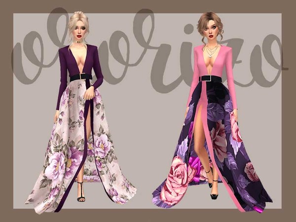 Sims 4 Ondria Recolor Evening Dress by Ororizo at TSR