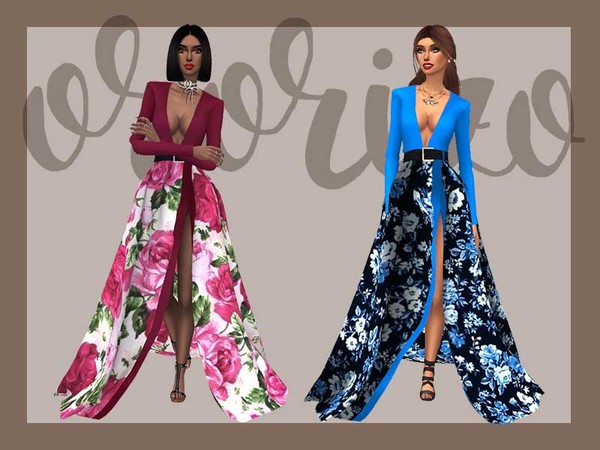 Sims 4 Ondria Recolor Evening Dress by Ororizo at TSR