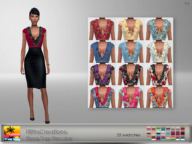Sims 4 FifthsCreations Rosa Top Recolor at Elfdor Sims