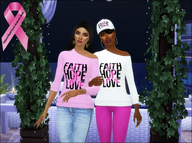 Sims 4 Tops for Breast Cancer Awareness CAS Challenge at The Beautiful Sims of Color