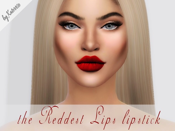 Sims 4 Reddest Lips lipstick by KatVerseCC at TSR