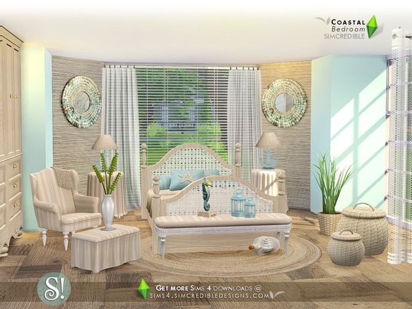 Sims 4 Coastal bedroom by SIMcredible at TSR