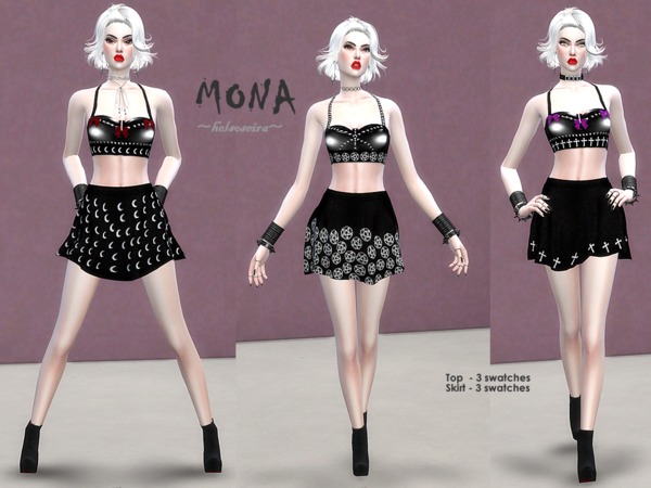 Sims 4 MONA Top and Skirts by Helsoseira at TSR