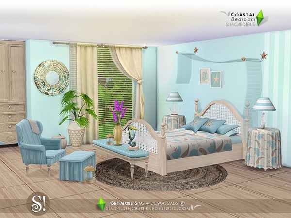 Sims 4 Coastal bedroom by SIMcredible at TSR