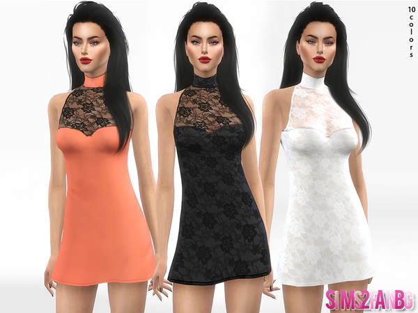 Sims 4 342 Mini Dress with Lace Details by sims2fanbg at TSR