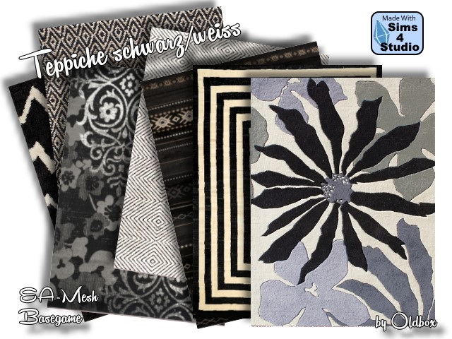 Sims 4 Black&White rugs by Oldbox at All 4 Sims