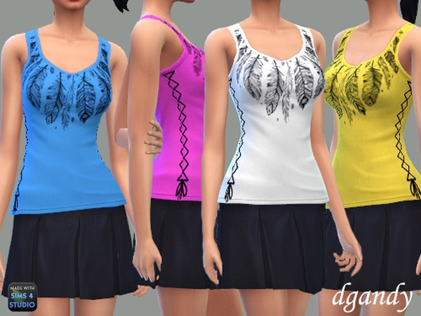 Sims 4 Feather Design Tank Top by dgandy at TSR