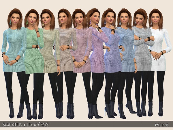 Sims 4 Sweater + Leggings by Paogae at TSR