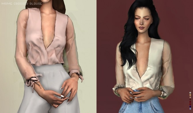Sims 4 Mamé Crossed Blouse at Volatile Sims