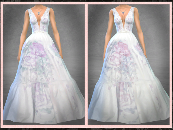Sims 4 Floral Bridal Gown by Five5Cats at TSR