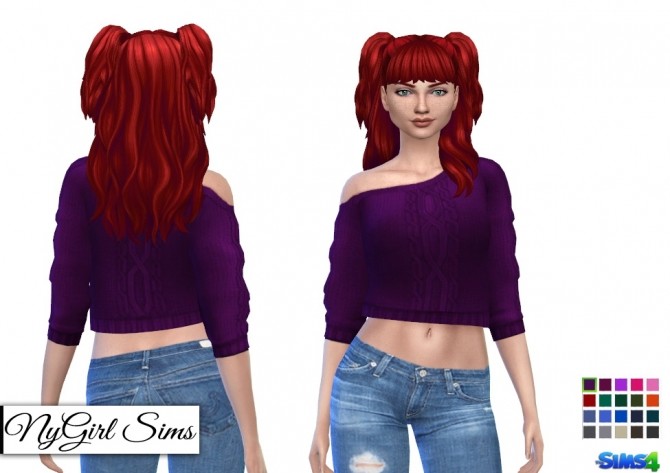 Sims 4 Off Shoulder Cable Knit Crop Sweater at NyGirl Sims