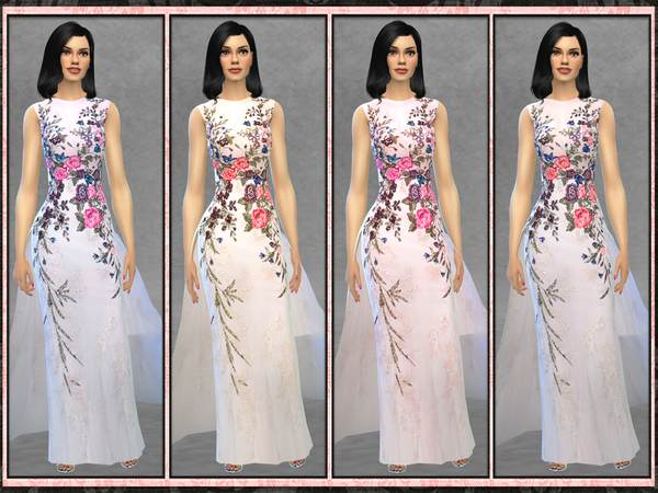Sims 4 GH Beaded Floral Gown with Train by Five5Cats at TSR