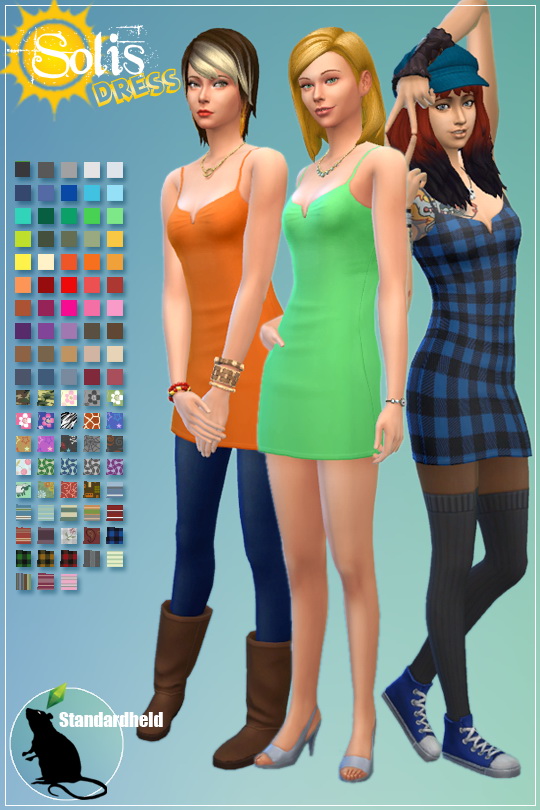 Sims 4 Recolor of Metens Solis dress by Standardheld at SimsWorkshop