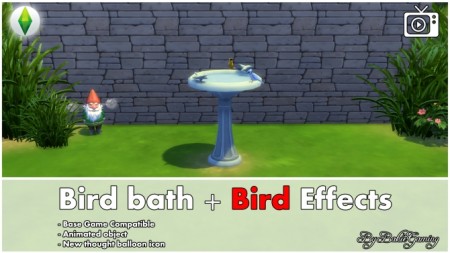 Bird Bath + Bird effects by Bakie at Mod The Sims