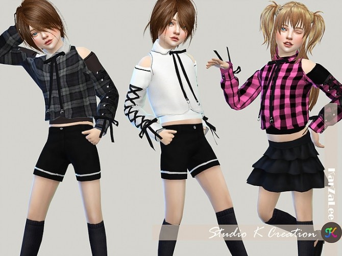 Sims 4 Lace up sleeves top for child at Studio K Creation