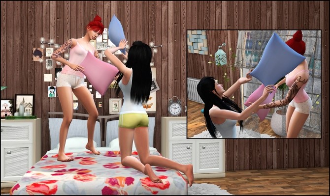 Sims 4 Pillow fight poses at Rethdis love