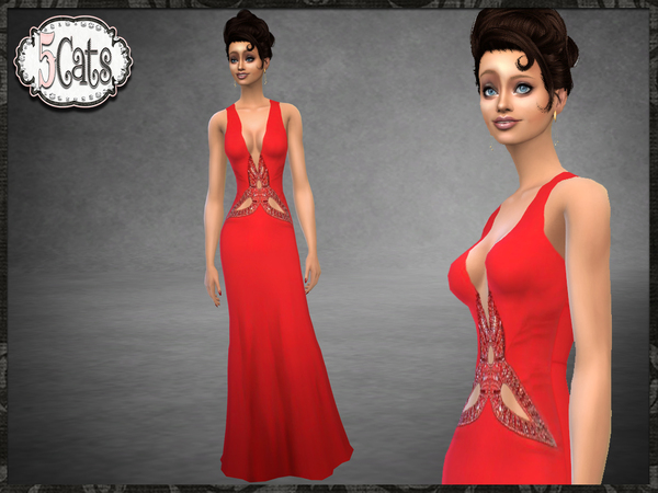 Sims 4 Sequin Cut Out Halter Gown by Five5Cats at TSR