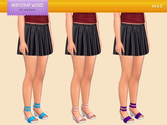 Sims 4 High Strap Wedge by midnightskysims at SimsWorkshop