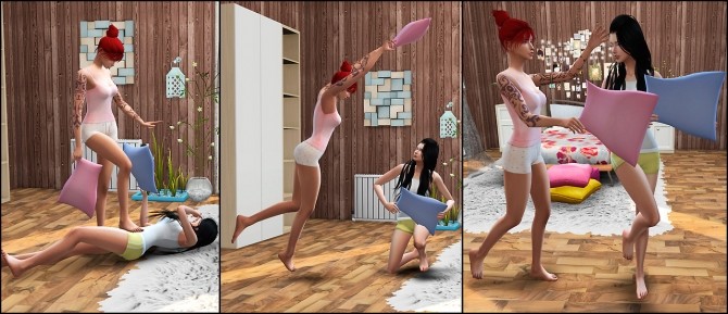 Sims 4 Pillow fight poses at Rethdis love