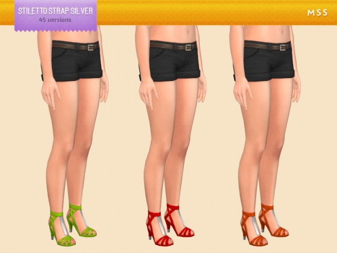 Sims 4 Stiletto Strap Gold & Silver by midnightskysims at SimsWorkshop