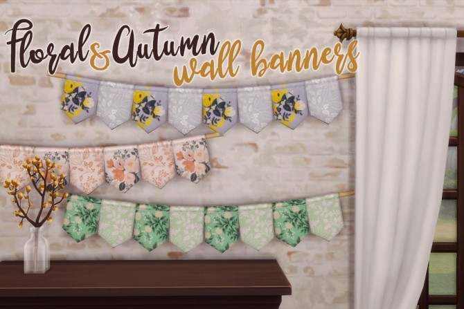 Sims 4 Floral & Autumn Wall Banners at Hamburger Cakes