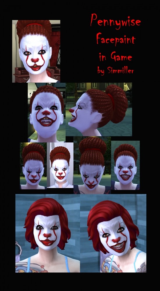Sims 4 Pennywise Facepaint by Simmiller at Mod The Sims