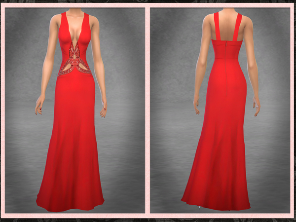 Sims 4 Sequin Cut Out Halter Gown by Five5Cats at TSR