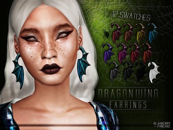 Sims 4 Dragon Wings Earrings by Blahberry Pancake at TSR