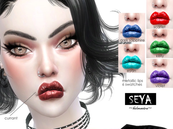 Sims 4 SEYA Metallic lips by Helsoseira at TSR