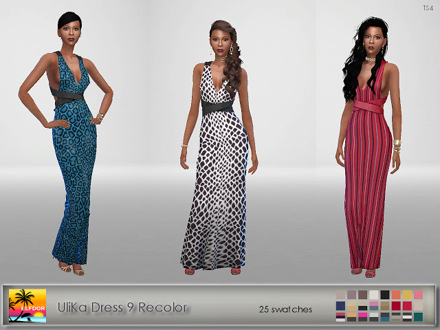 Sims 4 UliKa Dress 9 Recolor at Elfdor Sims