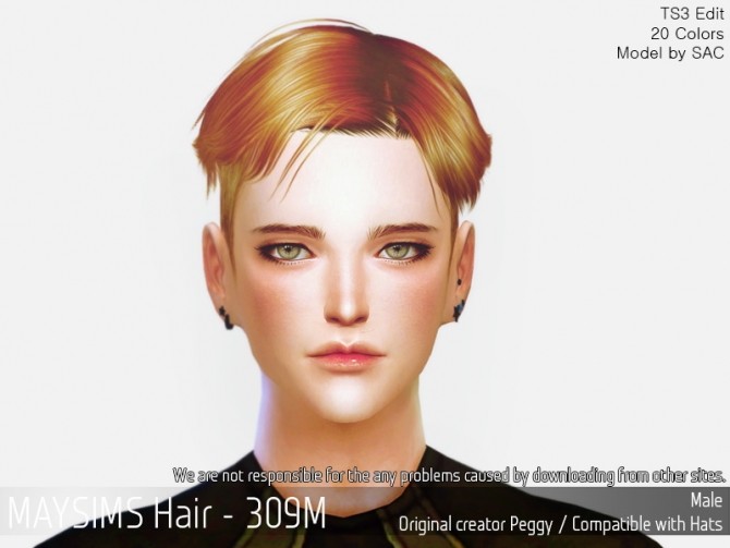 Sims 4 Hair 309M (Peggy) at May Sims
